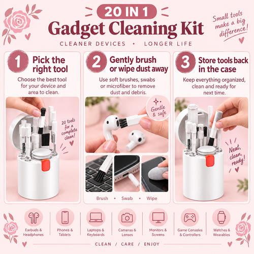 How to use the 20 in 1 gadget cleaning kit